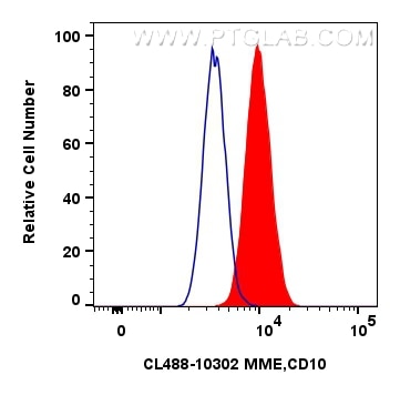 Flow cytometry (FC) experiment of Ramos cells using CoraLite® Plus 488-conjugated MME,CD10 Polyclonal  (CL488-10302)