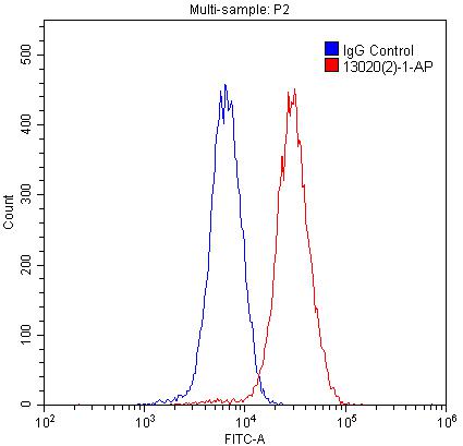 Flow cytometry (FC) experiment of HepG2 cells using MMP23B Polyclonal antibody (13020-1-AP)