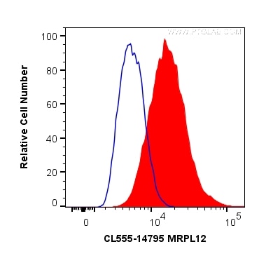 Flow cytometry (FC) experiment of MCF-7 cells using CoraLite® Plus 555-conjugated MRPL12 Polyclonal an (CL555-14795)