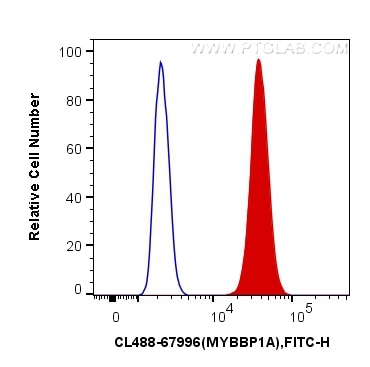 Flow cytometry (FC) experiment of HepG2 cells using CoraLite® Plus 488-conjugated MYBBP1A Monoclonal a (CL488-67996)
