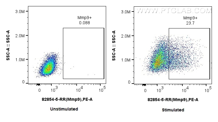 Flow cytometry (FC) experiment of RAW 264.7 cells using Mmp9 Recombinant antibody (82854-5-RR)