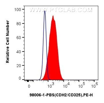 Flow cytometry (FC) experiment of HeLa cells using Anti-Human N-cadherin/CD325 Rabbit Recombinant Ant (98006-1-PBS)
