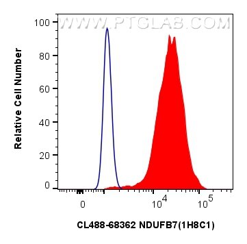 Flow cytometry (FC) experiment of HEK-293 cells using CoraLite® Plus 488-conjugated NDUFB7 Monoclonal an (CL488-68362)