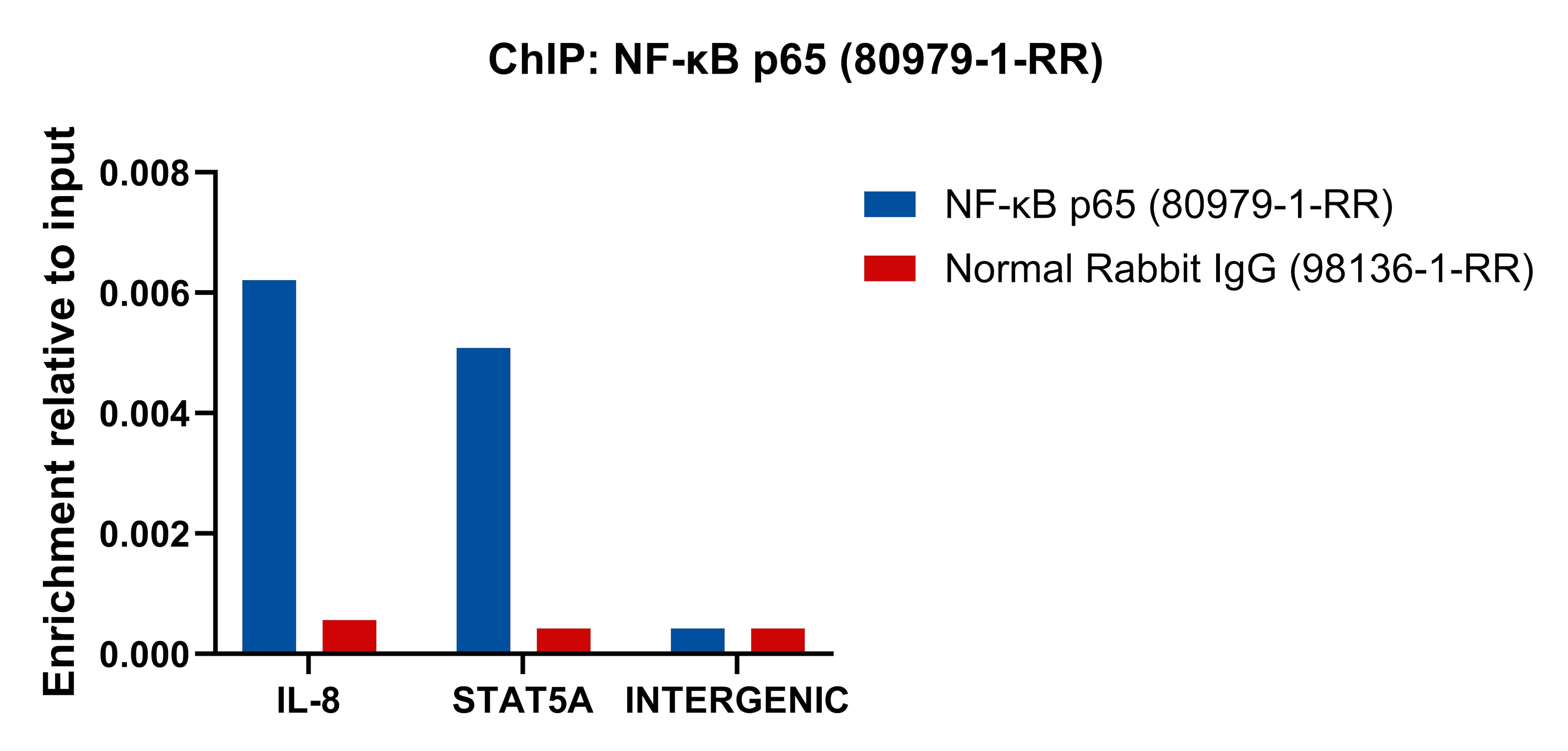 ChIP experiment of HeLa cells using NF-κB p65 Recombinant monoclonal antibody (80979-1-RR)