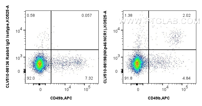 Flow cytometry (FC) experiment of mouse splenocytes using CoraLux Violet 510 Anti-Mouse NKp46/NCR1 Rabbit Re (CLV510-98198)