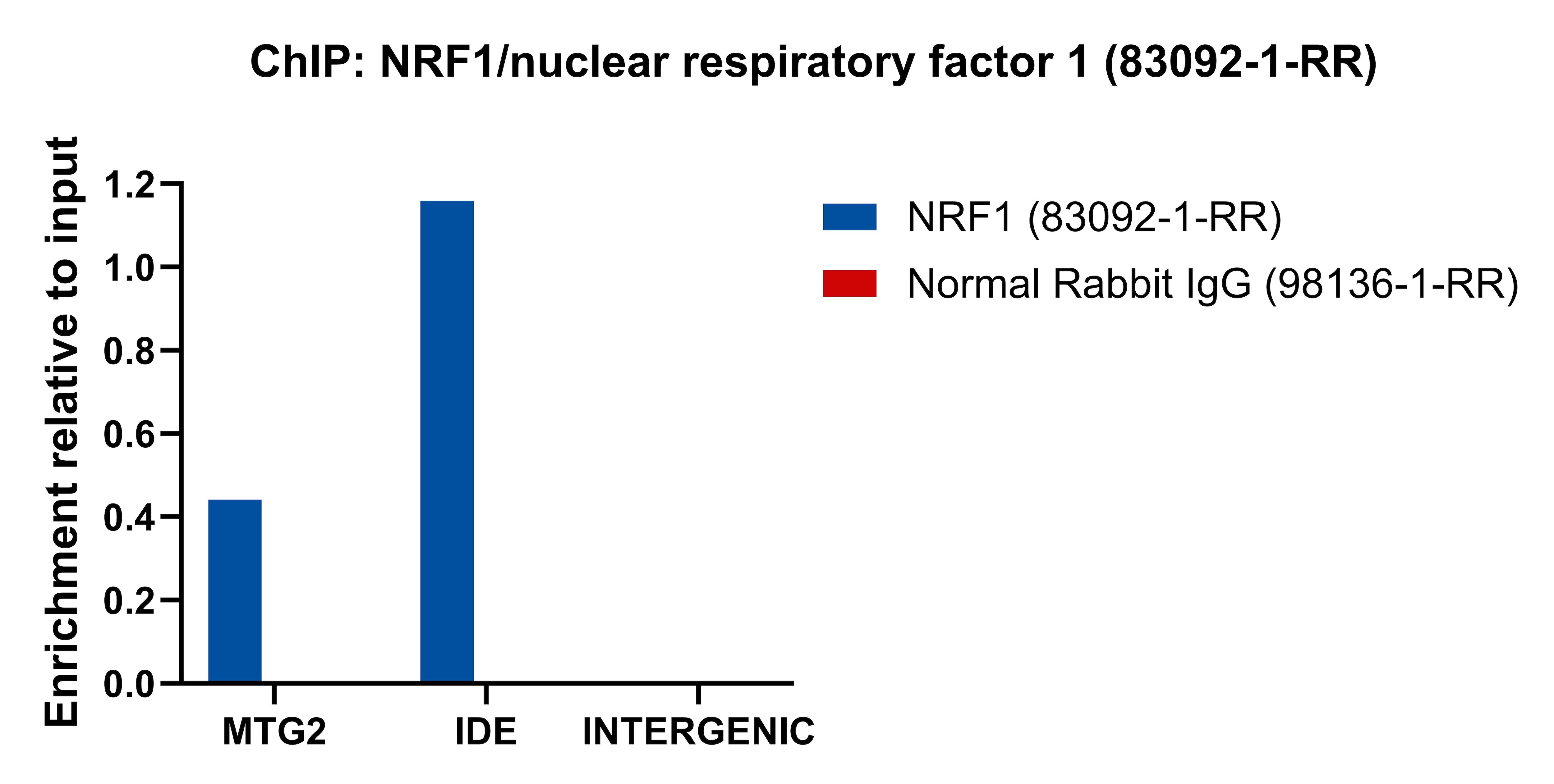 ChIP experiment of HeLa cells using NRF1/nuclear respiratory factor 1 Recombinant mono (83092-1-RR)