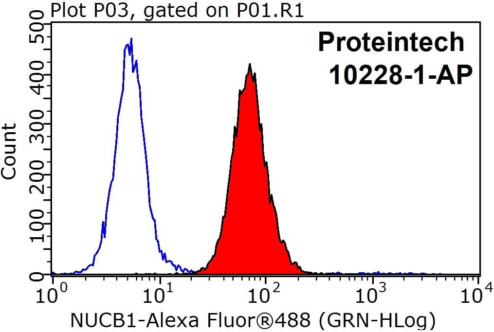 Flow cytometry (FC) experiment of HepG2 cells using nucleobindin 1 Polyclonal antibody (10228-1-AP)
