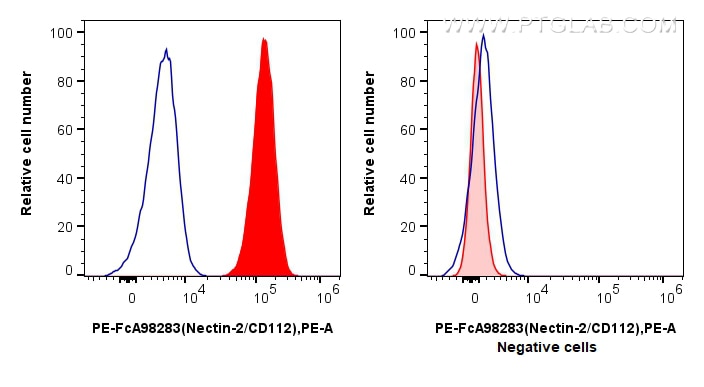 FC experiment of K-562 using PE-FcA98283 Flow cytometry (FC) experiment of K-562 cells using FcZero-rAb™ PE Anti-Human Nectin-2/CD112 Rabbit Re (PE-FcA98283)