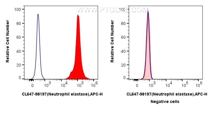 Flow cytometry (FC) experiment of mouse bone marrow cells using CoraLite® Plus 647 Anti-Mouse Neutrophil elastase  (CL647-98197)