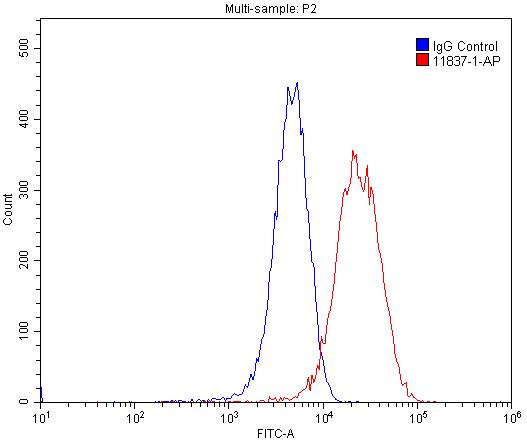 Flow cytometry (FC) experiment of HUVEC cells using OLR1 Polyclonal antibody (11837-1-AP)