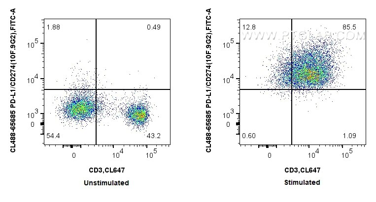 FC experiment of mouse splenocytes using CL488-65685 Flow cytometry (FC) experiment of mouse splenocytes using CoraLite® Plus 488 Anti-Mouse PD-L1/CD274 (10F.9G2 (CL488-65685)
