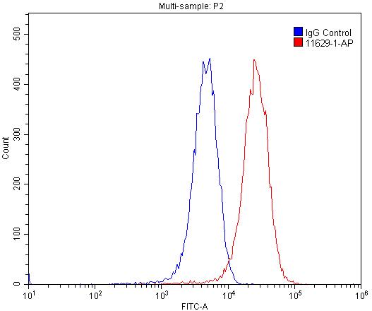 Flow cytometry (FC) experiment of HUVEC cells using Podoplanin Polyclonal antibody (11629-1-AP)