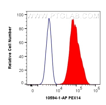 Flow cytometry (FC) experiment of HeLa cells using PEX14 Polyclonal antibody (10594-1-AP)