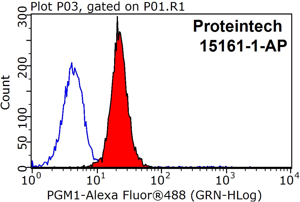 Flow cytometry (FC) experiment of HepG2 cells using PGM1 Polyclonal antibody (15161-1-AP)
