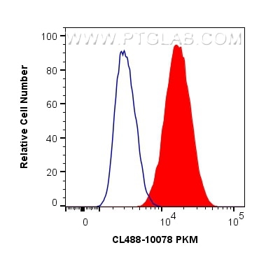 Flow cytometry (FC) experiment of HepG2 cells using CoraLite® Plus 488-conjugated PKM Polyclonal antib (CL488-10078)