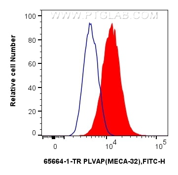 FC experiment of bEnd.3 using 65664-1-TR Flow cytometry (FC) experiment of bEnd.3 cells using Anti-Mouse PLVAP (MECA-32) Rat IgG2a Recombinant A (65664-1-TR)