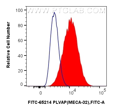 Flow cytometry (FC) experiment of bEnd.3 cells using FITC Plus Anti-Mouse PLVAP (MECA-32) (FITC-65214)