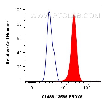 Flow cytometry (FC) experiment of HeLa cells using CoraLite® Plus 488-conjugated PRDX6 Polyclonal ant (CL488-13585)