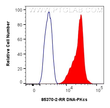 Flow cytometry (FC) experiment of HepG2 cells using DNA-PKcs Recombinant antibody (85370-2-RR)