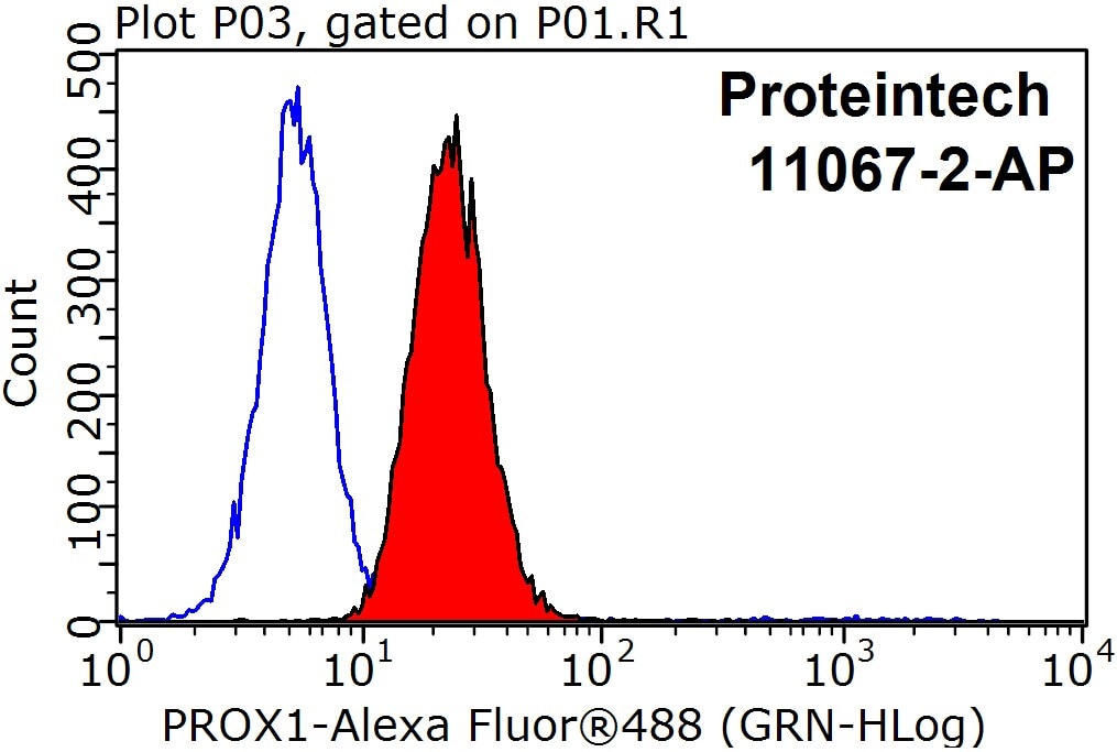 Flow cytometry (FC) experiment of HepG2 cells using PROX1 Polyclonal antibody (11067-2-AP)