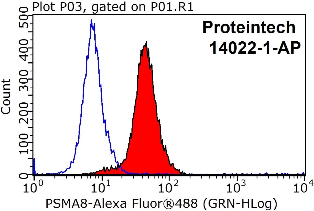 Flow cytometry (FC) experiment of HepG2 cells using PSMA8 Polyclonal antibody (14022-1-AP)