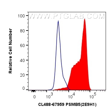 Flow cytometry (FC) experiment of HeLa cells using CoraLite® Plus 488-conjugated PSMB5 Monoclonal ant (CL488-67959)