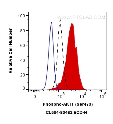 Flow cytometry (FC) experiment of NIH/3T3 cells using CoraLite®594-conjugated Phospho-AKT1 (Ser473) Reco (CL594-80462)