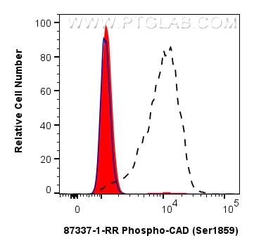 FC experiment of HeLa using 87337-1-RR (same clone as 87337-1-PBS) Flow cytometry (FC) experiment of HeLa cells using Phospho-CAD (Ser1859) Recombinant monoclonal antib (87337-1-RR)