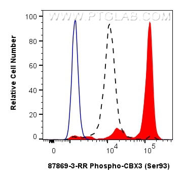 FC experiment of HeLa using 87869-3-RR (same clone as 87869-3-PBS) Flow cytometry (FC) experiment of HeLa cells using Phospho-CBX3 (Ser93) Recombinant monoclonal antibo (87869-3-RR)