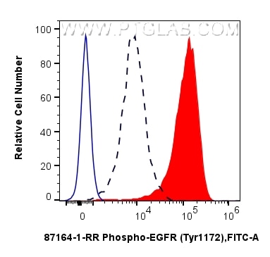 Flow cytometry (FC) experiment of A431 cells using Phospho-EGFR (Tyr1172) Recombinant monoclonal anti (87164-1-RR)