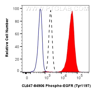 Flow cytometry (FC) experiment of A431 cells using CoraLite® Plus 647-conjugated Phospho-EGFR (Tyr119 (CL647-84906)