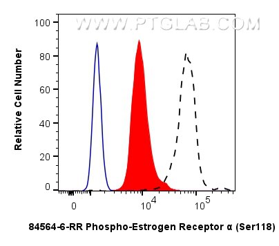 Flow cytometry (FC) experiment of MCF-7 cells using Phospho-Estrogen Receptor α (Ser118) Recombinant m (84564-6-RR)