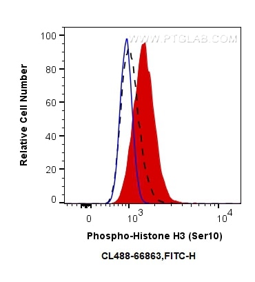 Flow cytometry (FC) experiment of HeLa cells using CoraLite® Plus 488-conjugated Phospho-Histone H3 ( (CL488-66863)