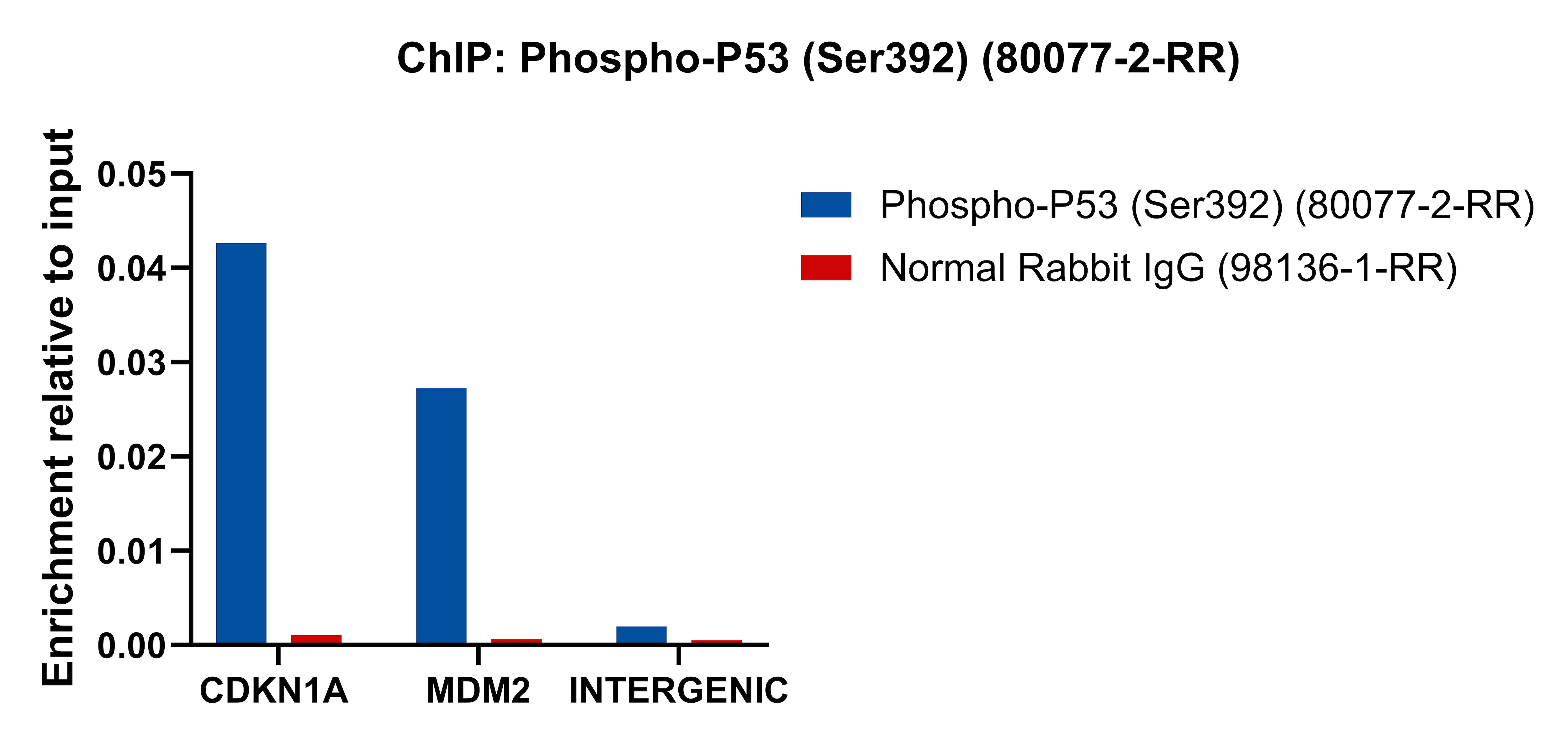 ChIP experiment of HCT 116 cells using Phospho-P53 (Ser392) Recombinant monoclonal antibo (80077-2-RR)