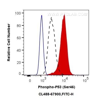 Flow cytometry (FC) experiment of HT-29 cells using CoraLite® Plus 488-conjugated Phospho-P53 (Ser46)  (CL488-67900)