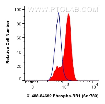 Flow cytometry (FC) experiment of K-562 cells using CoraLite® Plus 488-conjugated Phospho-RB1 (Ser780) (CL488-84692)