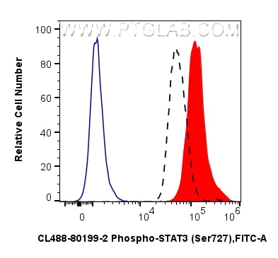 FC experiment of HEK-293T using CL488-80199-2 Flow cytometry (FC) experiment of HEK-293T cells using CoraLite® Plus 488-conjugated Phospho-STAT3 (Ser72 (CL488-80199-2)