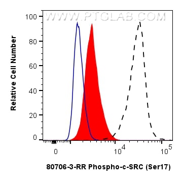 Flow cytometry (FC) experiment of HEK-293 cells using Phospho-c-SRC (Ser17) Recombinant monoclonal antib (80706-3-RR)