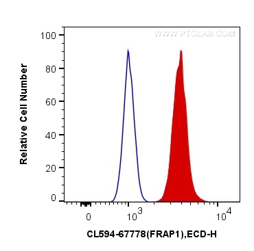 Flow cytometry (FC) experiment of HEK-293 cells using CoraLite®594-conjugated Phospho-mTOR (Ser2448) Mon (CL594-67778)