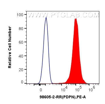 FC experiment of A431 using 98605-2-RR Flow cytometry (FC) experiment of A431 cells using Anti-Human Podoplanin Rabbit Recombinant Antibody (98605-2-RR)