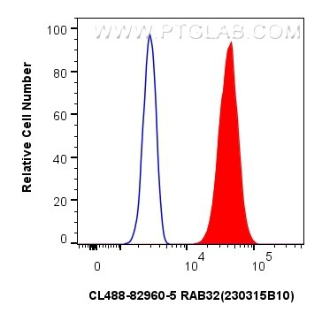 Flow cytometry (FC) experiment of HeLa cells using CoraLite® Plus 488-conjugated RAB32 Recombinant an (CL488-82960-5)