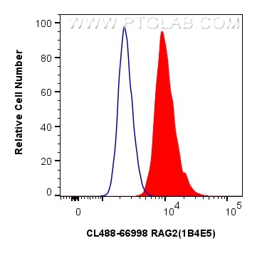 Flow cytometry (FC) experiment of HepG2 cells using CoraLite® Plus 488-conjugated RAG2 Monoclonal anti (CL488-66998)