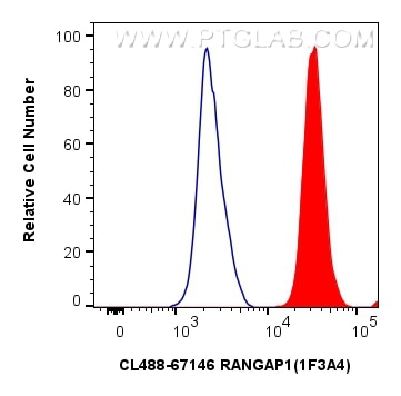 Flow cytometry (FC) experiment of HepG2 cells using CoraLite® Plus 488-conjugated RANGAP1 Monoclonal a (CL488-67146)