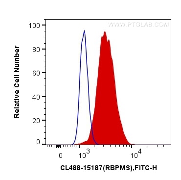 Flow cytometry (FC) experiment of HeLa cells using CoraLite® Plus 488-conjugated RBPMS Polyclonal ant (CL488-15187)