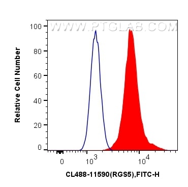 Flow cytometry (FC) experiment of HeLa cells using CoraLite® Plus 488-conjugated RGS5 Polyclonal anti (CL488-11590)