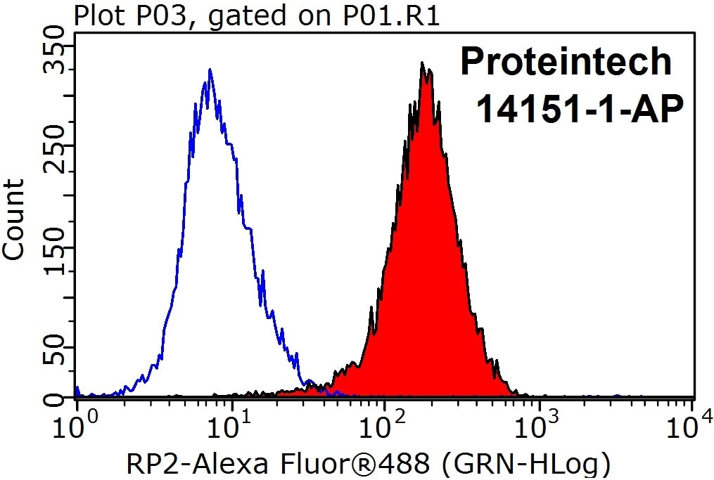 Flow cytometry (FC) experiment of HeLa cells using RP2 Polyclonal antibody (14151-1-AP)