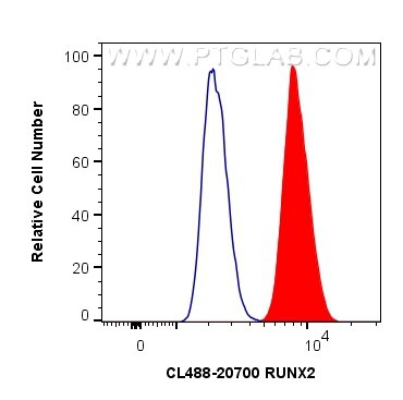 Flow cytometry (FC) experiment of HepG2 cells using CoraLite® Plus 488-conjugated RUNX2 Polyclonal ant (CL488-20700)