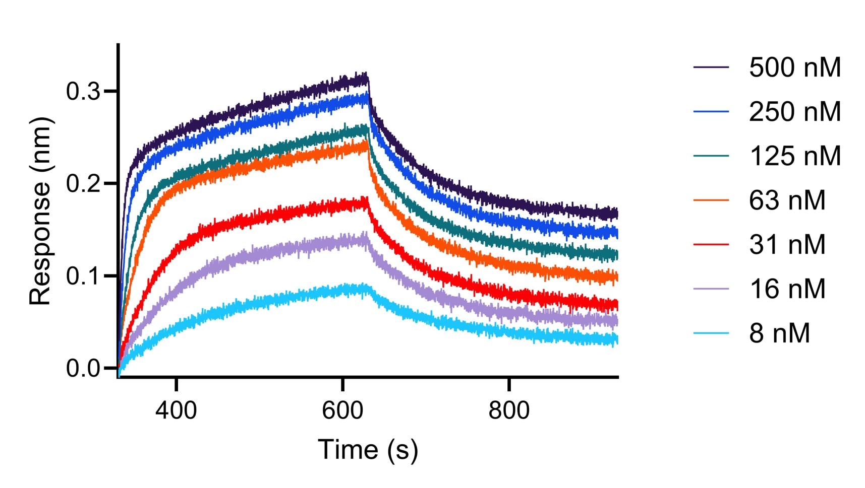 <b>Affinity Data</b><br/>
BLI analysis of the interaction between varying concentrations of anti-CD4 recombinant VHH (MG-1229CC, Clone: CTK0242) and immobilized, biotinylated CD4 protein. <b>Affinity Data</b><br/>
BLI analysis of the interaction between varying concentrations of anti-CD4 recombinant VHH (MG-1229CC, Clone: CTK0242) and immobilized, biotinylated CD4 protein.