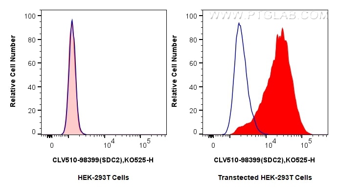 Flow cytometry (FC) experiment of Transfected HEK-293T cells using CoraLux Violet 510 Anti-Mouse SDC2 Rabbit Recombin (CLV510-98399)