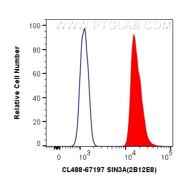 Flow cytometry (FC) experiment of A431 cells using CoraLite® Plus 488-conjugated SIN3A Monoclonal ant (CL488-67197)
